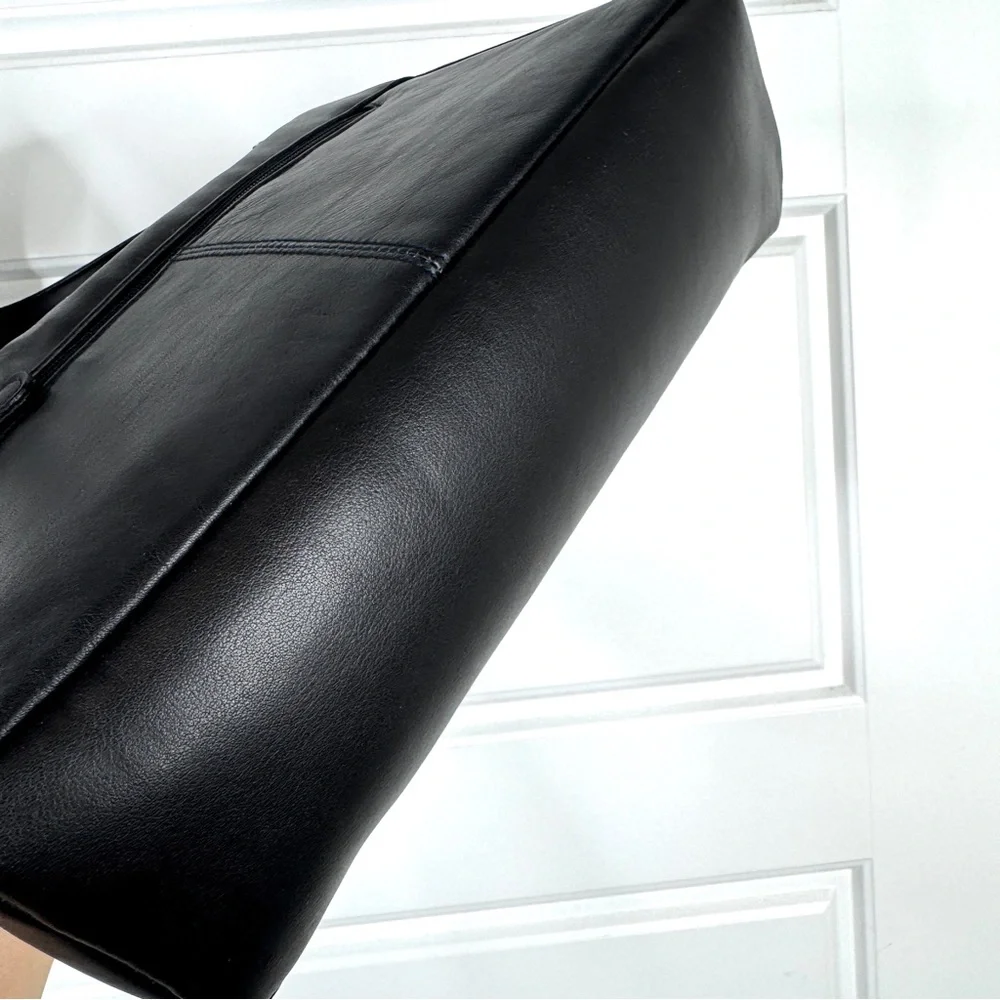 AURIELLE Leather Hobo Shoulder Bag Purse NEW Black With Coin Card Wallet - Picture 7 of 10